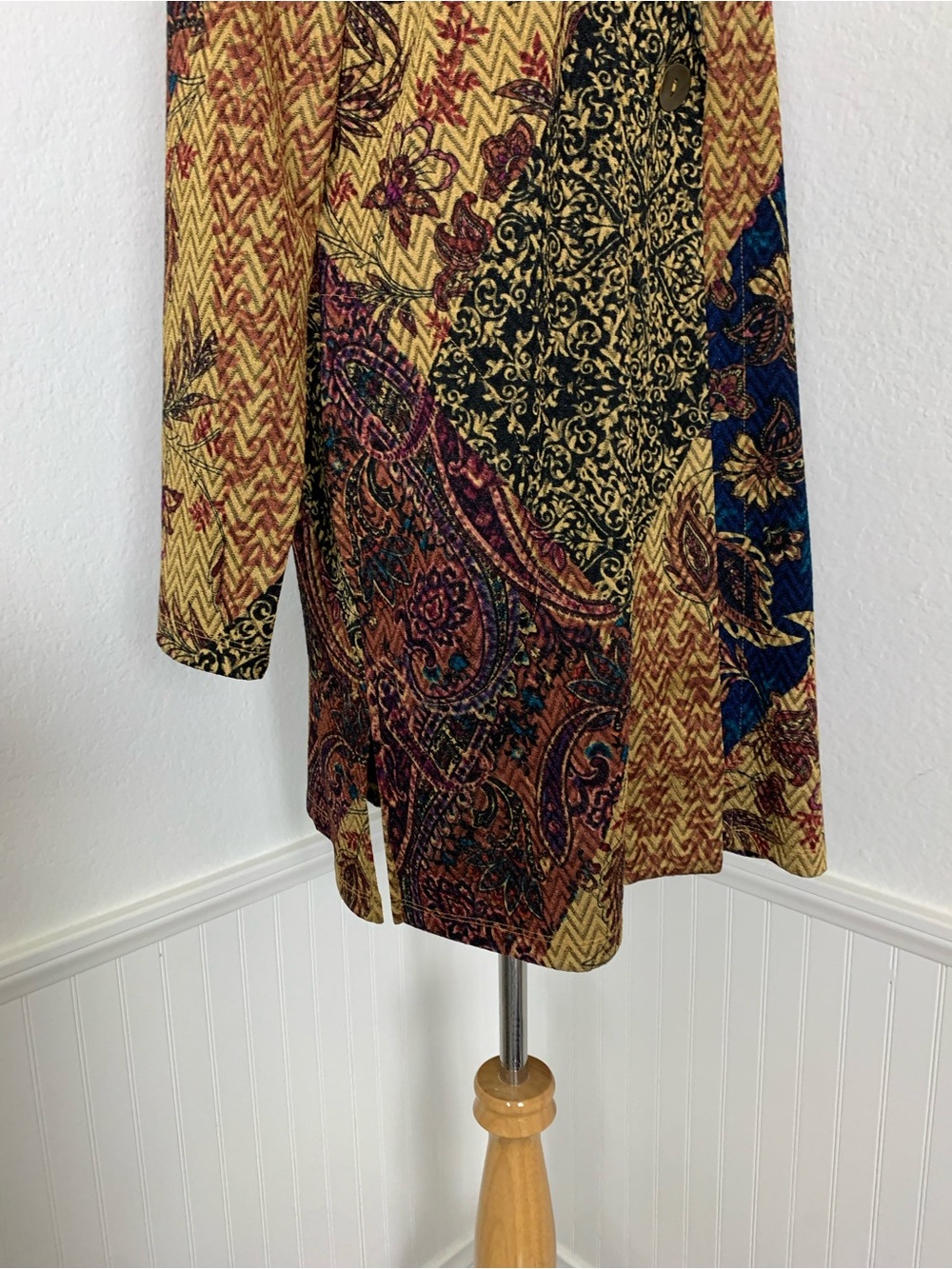Susan Graver Longline Paisley Cardigan Topper Women’s MP One Button Colorful - Picture 13 of 14